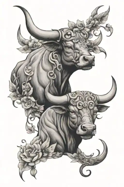 Taurus bull, Libra, Pisces, leo zodiac sign tattoo design idea
