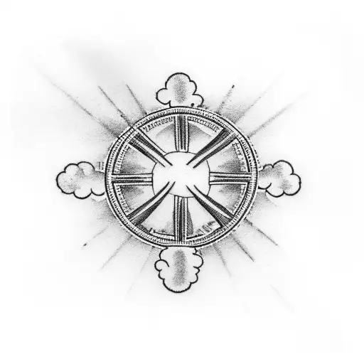 3 crosses with clouds tattoo design idea