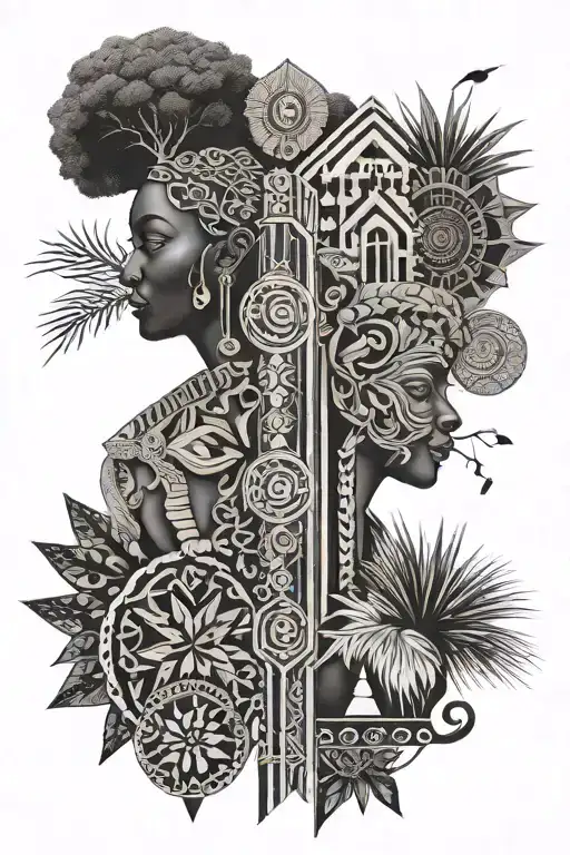 family, madagascar and christianism tattoo design idea