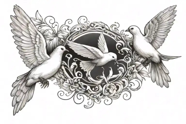 doves flying tattoo design idea