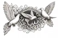 doves flying tattoo design idea