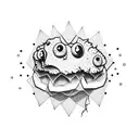 outline cute lake noch monster inside a chicken nugget tattoo design idea