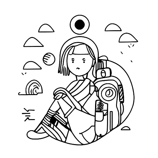 Woman, climbing, trekking, travel, backpack tattoo design idea