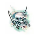 dagger with skull tattoo design idea