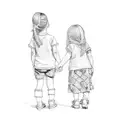two children holding hands tattoo design idea