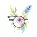 black eyeglass with flower growing tattoo design idea