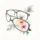 black eyeglass with flower growing tattoo design idea