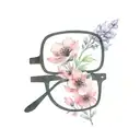 black eyeglass with flower growing tattoo design idea