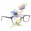 black eyeglass with flower growing tattoo design idea