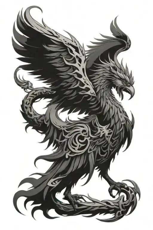Back tattoo entire coverage Kirin Broken Chains: Around the phoenix's talons, include broken chains or shackles.  tattoo design idea