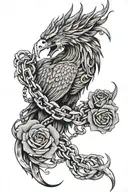 Kirin Broken Chains: Around the phoenix's talons, include broken chains or shackles thorn rose broken heart bad women  tattoo design idea