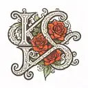 K N B H M letters combined together tattoo design idea