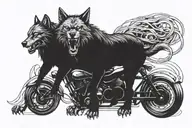 demon wolf and motorcycles tattoo design idea