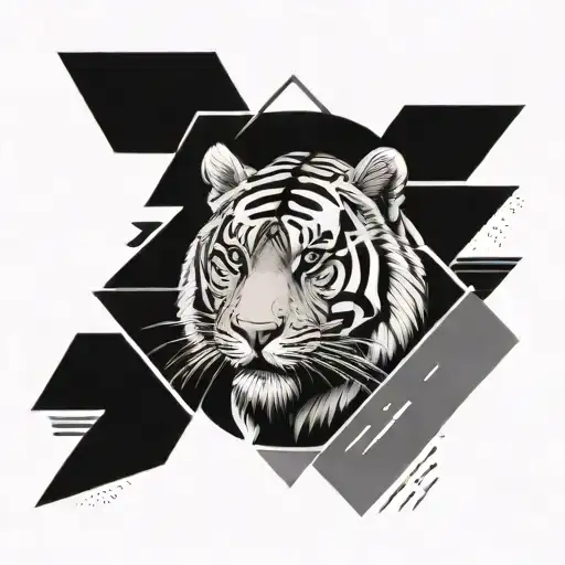 arrows pointing, asian tiger surrounded tattoo design idea