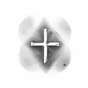 mini black cross on bottom of tricep tattoo design idea