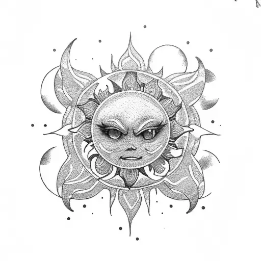 Sun and Moon tattoo design idea