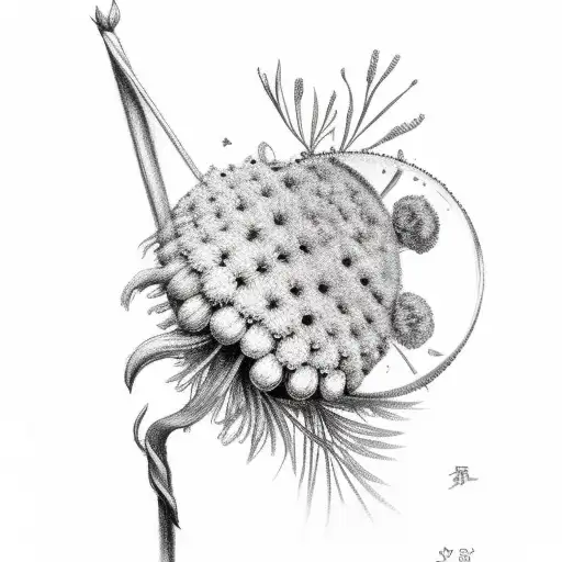 dill flower and cardinal  tattoo design idea