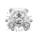 drowning crown and a moon with waxing gibbous phase  tattoo design idea