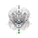 drowning crown and a moon with waxing gibbous phase  tattoo design idea