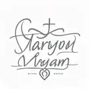 The integrated minimal tattoo design of the name of Maryam with Amir Hossein tattoo design idea