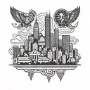 Aztec-inspired Chicago skyline with a subtle nod to the Chicago Bulls logo tattoo design idea