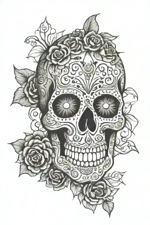 Sugar Skull surrounded tattoo design idea