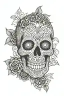 Sugar Skull surrounded tattoo design idea