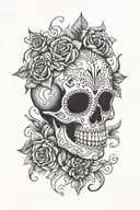 Sugar Skull surrounded tattoo design idea