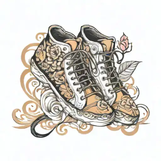rosegold shoes tattoo design idea