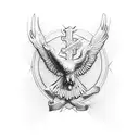 catholic cross eagle tattoo design idea