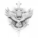 catholic cross eagle tattoo design idea
