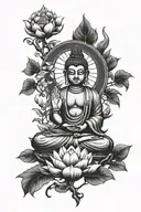Buddha, Buddhism, Ganesha, bodhi tree, lotus flower, tiger, Hinduism, tattoo design idea