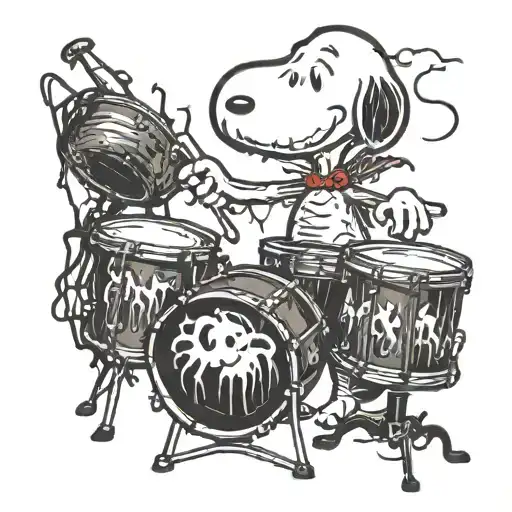 Snoopy playing drums tattoo design idea