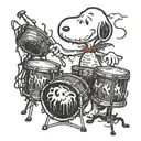 Snoopy playing drums tattoo design idea