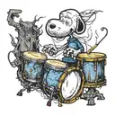 Snoopy playing drums tattoo design idea