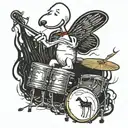 Snoopy playing drums tattoo design idea