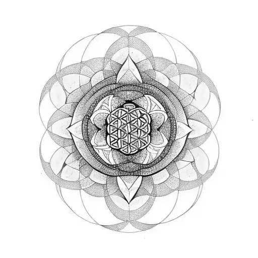 flower of life inside lizard tattoo design idea