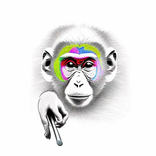 monkey with brain exposed and spoon tattoo design idea