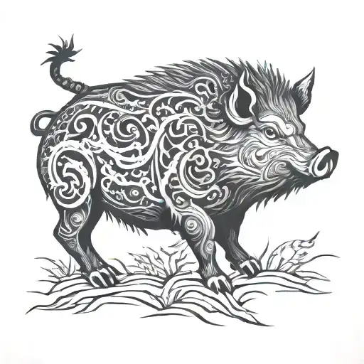 Charging Boar tattoo design idea