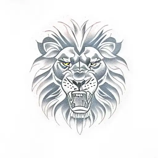 lion roar angry tattoo design idea