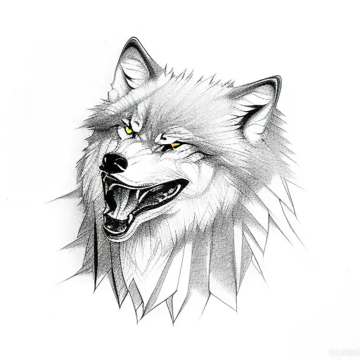total focus, zanshin, wolf and eagles tattoo design idea