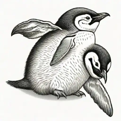 baby emperor penguin tattoo design idea