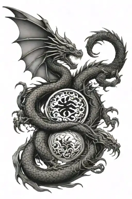 dragon yin and yang tattoo design idea