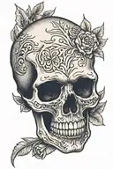 a simple etched crying skull tattoo design idea