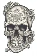 a simple etched crying skull tattoo design idea