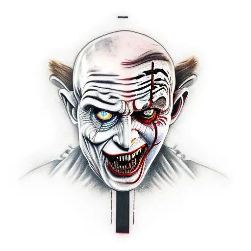 a neorealism sleeve tattoo in full color with freddy krueger, chucky, and pennywise all seperate from each with images o tattoo design idea