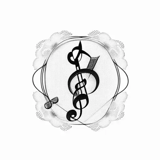 Musical notes intertwined with stock market graphs tattoo design idea