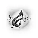 Musical notes intertwined with stock market graphs tattoo design idea