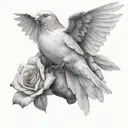 une colombes dans des mains avec des rose dans le bec  tattoo design idea