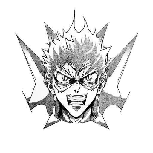 Combine elements from anime Jujutsu Kaisen and Genshin Impact into a unique tattoo design tattoo design idea